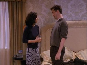  In TOW the kips, what time is it when Monica goes to see Chandler, and Joey wakes up?