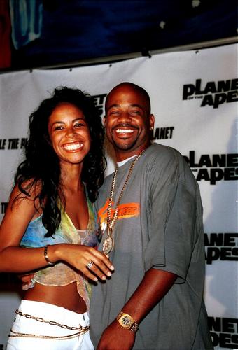 Aaliyah and Damon at the premiere of the’ Planet of the Apes’ movie