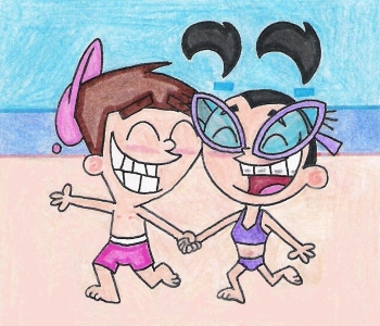  Timmy and Tootie on the beach, pwani <3