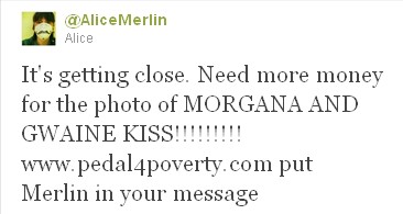 Morgana and Gwaine kiss photo donation