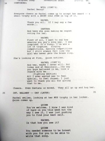  Original Song Deleted Rachel & Quinn Scenes Script, Page 4
