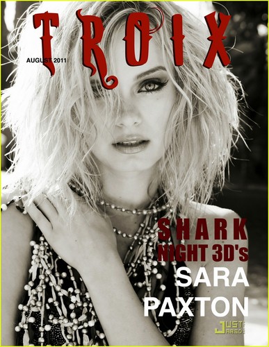  Sara Paxton draws us in with her blond locks on the August 2011 cover of Troix magazine.