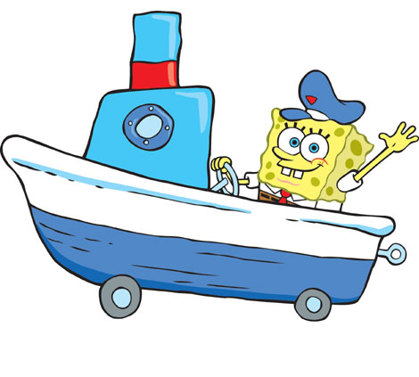  songebob in a bateau