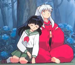  kagome leaning on ইনুয়াসা while shes sleeping