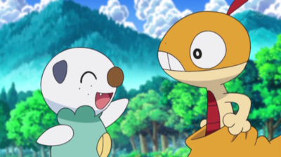  scraggy and oshawott meeting each other