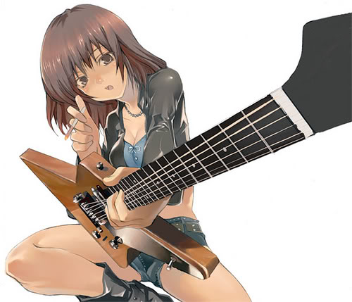  animê Girl violão, guitarra