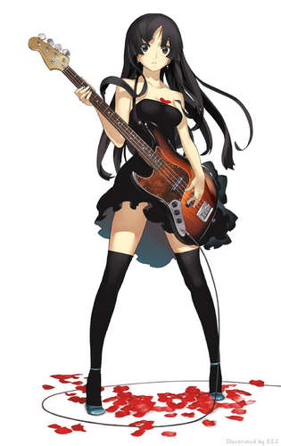  animê Girl violão, guitarra