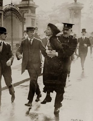  Emmaline Pankhurst arrested outside Buckingham Palace standing up for women's rights