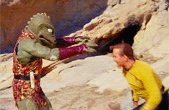 Kirk fighting the Gorn