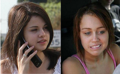  selena and miley with out make up