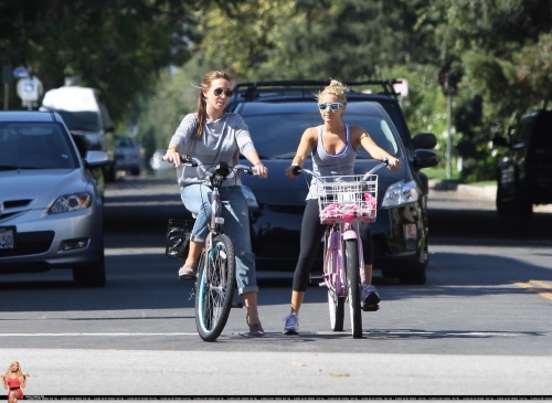  Haylie & Ashley Tisdale bike riding in Toluca Lake - August 14, 2011