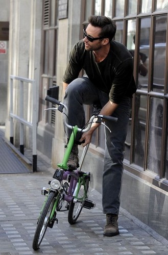  Hugh Jackman on a Folding Bike