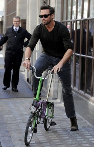  Hugh Jackman on a Folding Bike