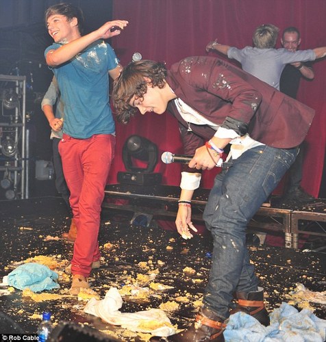  One Direction Food Fight on stage at G.A.Y!
