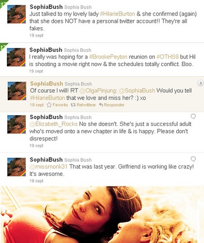  Sophia cespuglio, bush Talks About Hilarie burton On Twitter