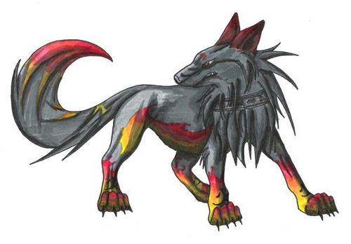  The Alpha of Elemental serigala, wolf pack,Flame
