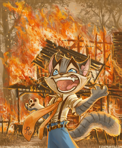  Rocky Likes ngọn lửa, chữa cháy [Lackadaisy Cats]