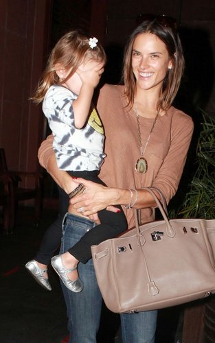 Alessandra Ambrosio and her husband Jamie Mazur out for dinner with their daughter Anja