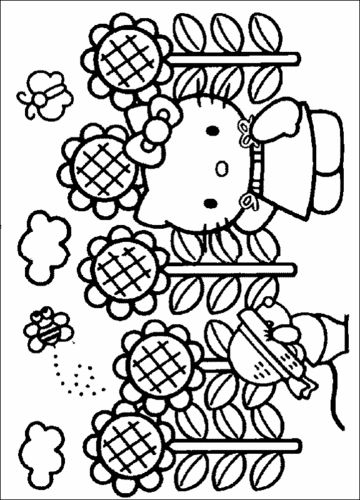  Hello Kitty Sunflower Coloring Page