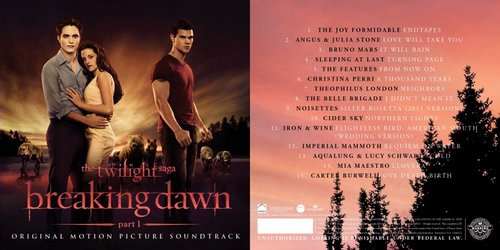  THE TWILIGHT SAGA: BREAKING DAWN - PART 1 Soundtrack artwork & track lijst