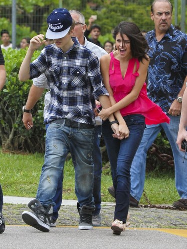  Justin Bieber and girlfriend Selena Gomez go for a helicopter ride in Rio de Janeiro.