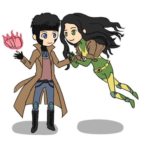 Katie and Colin as Gambit and Rogue from X-Men.