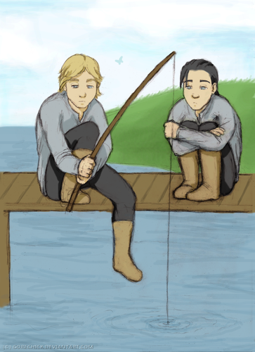  young Thor & Loki fishing