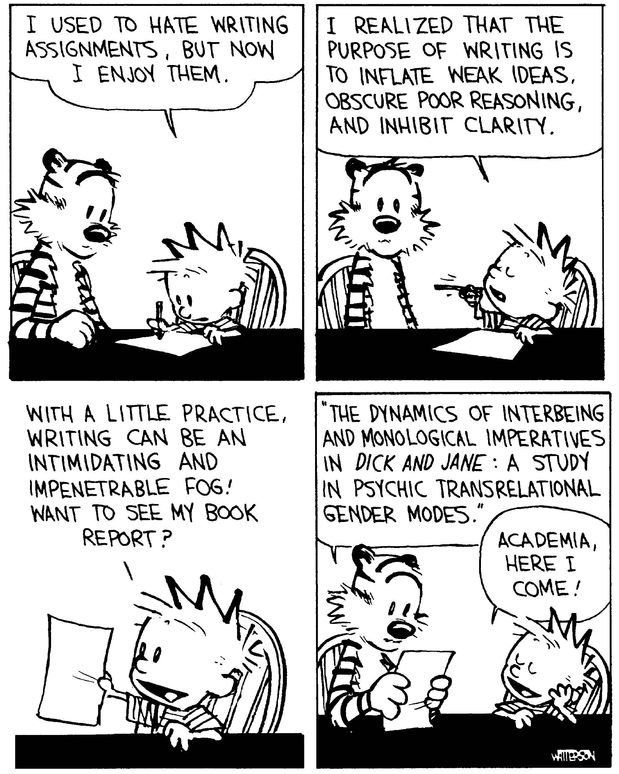 calvin and hobbes writing assignments