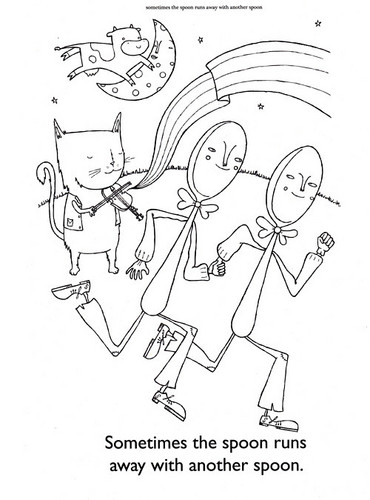 Sometimes the Spoon Runs Away With Another Spoon [Children's Coloring Book] by Jacinta Bunnell & Nat