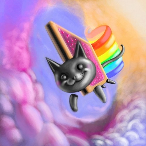  Nyan Cat in the roze Clouds
