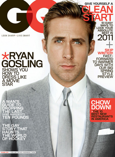  Ryan कलहंस का बच्चा, मुस्कुराहट GQ magazine 2011 cover
