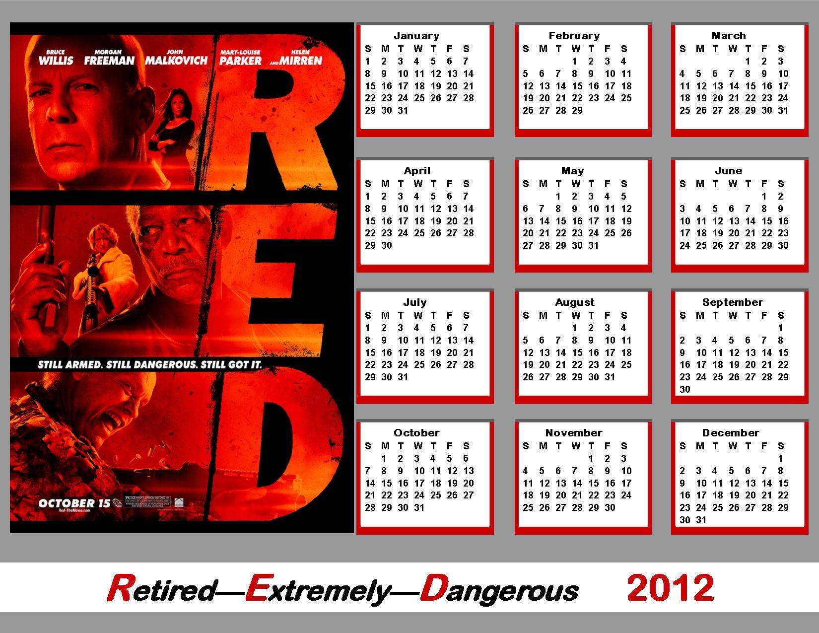2012 Bruce Willis - RED Calendar