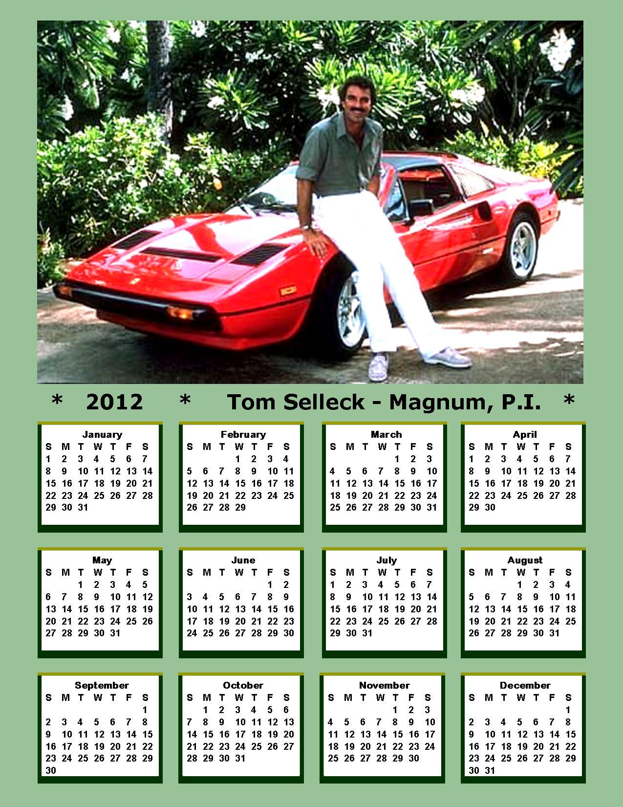 2012 Tom Selleck - Thomas Magnum Calendar