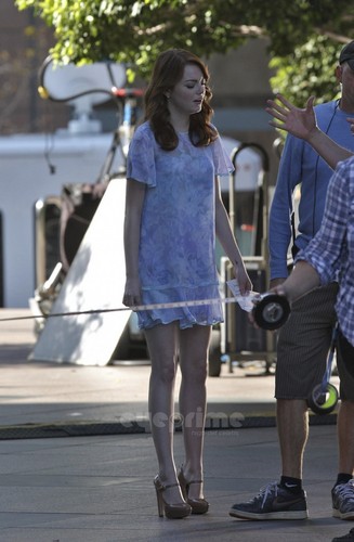 Emma Stone films a Revlon Commercial in L.A, Oct 22