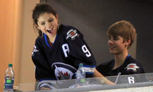  Justin and Selena at Winnipeg Jets Game