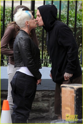 Pink Kisses Carey Hart on 'Thanks for Sharing' Set