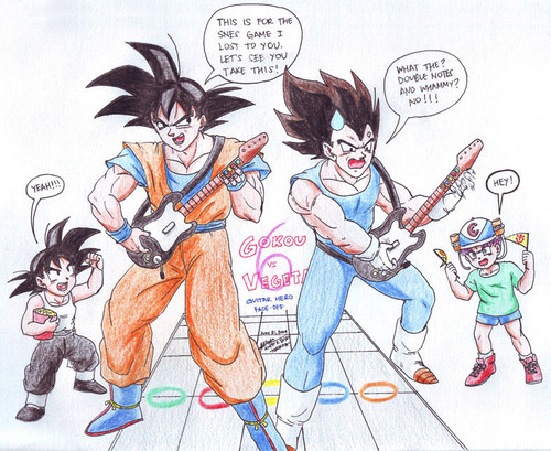  Goku vs Vegeta at guitar, gitaa Hero