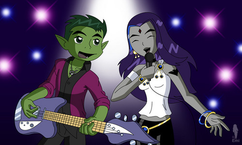  Beast Boy and Raven are jammin!