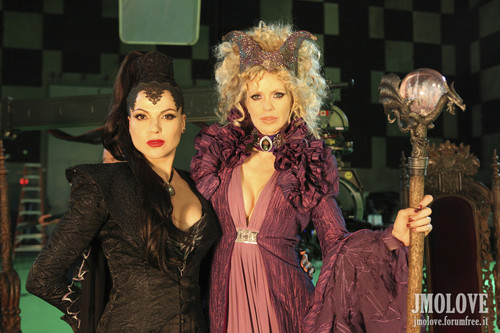 Kristin Bauer as Maleficent & Lana Parrilla as Evil Queen- BTS Photos