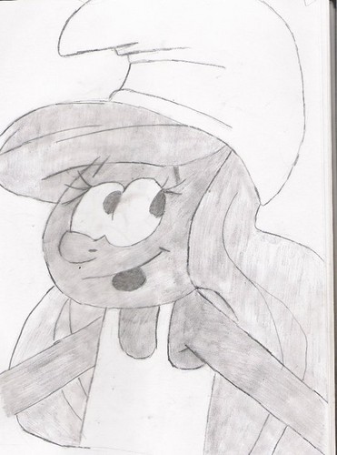 my drawing of Smurfette.