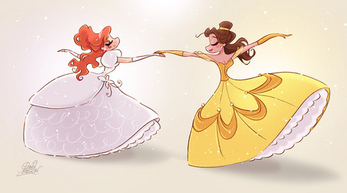  Walt Disney tagahanga Art - Princess Giselle & Princess Belle
