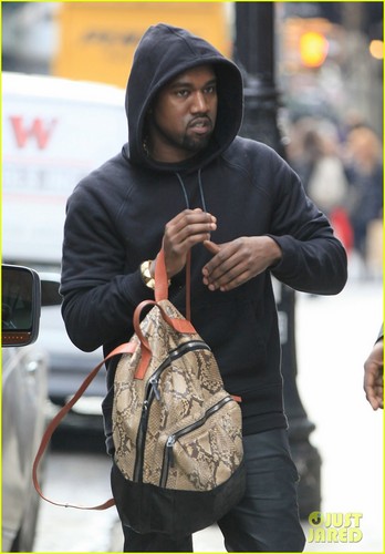Kanye West: Snakeskin Backpack in NYC