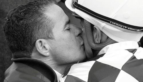 Man kisses with jockey Josef Vana...
