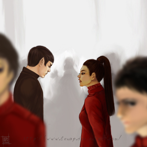  Spock and Uhura talking
