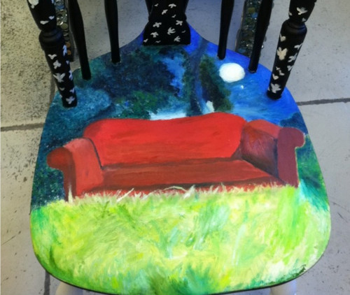 Attempt at painting the All We Know Is Falling cover... onto a chair.