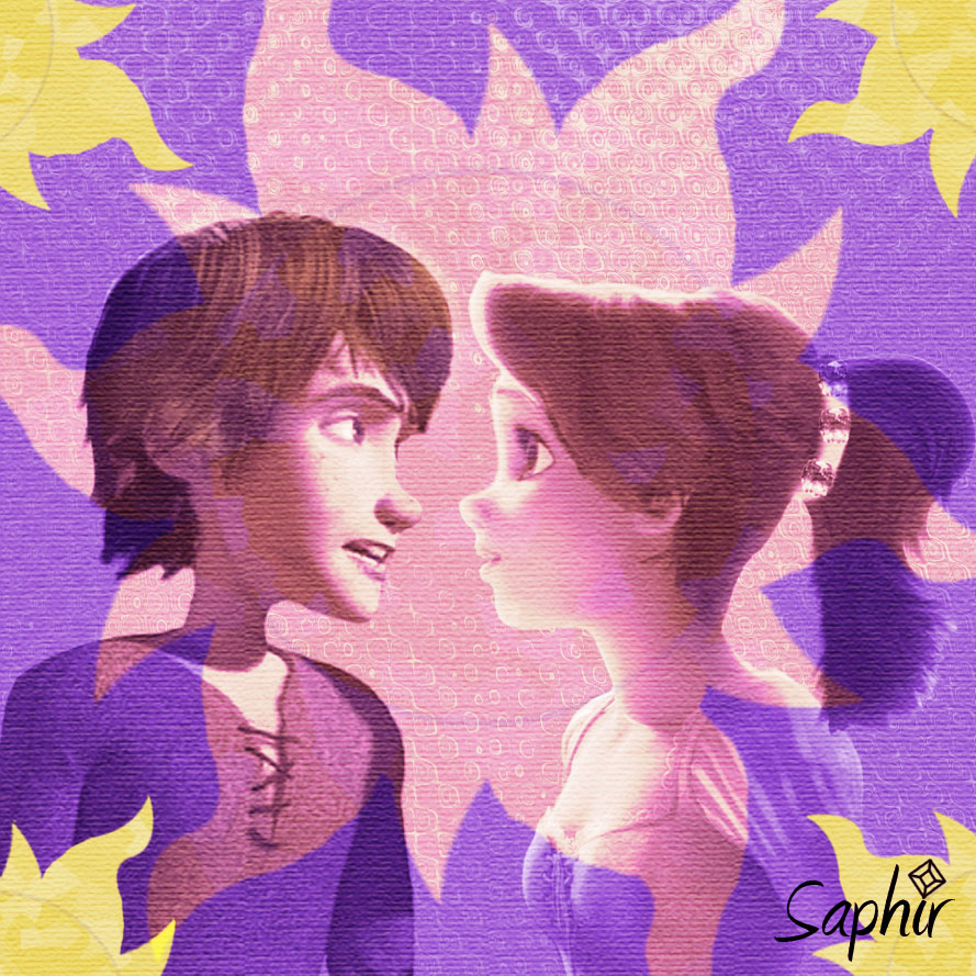 Rapunzel (with brown ponytail) and Hiccup - disney crossover Photo ...