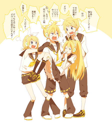  Len, Rin and Me fighting while Lenka is asleep in Len's arms!