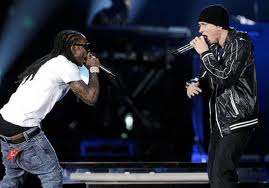  ऐमिनैम and lil wayne on stage