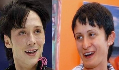  ice skater (man) and fast skater (woman Sablikova ) are look alike