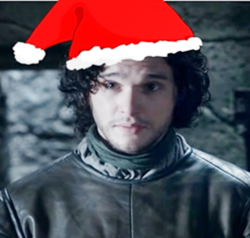 Jon Snow with christmas hat